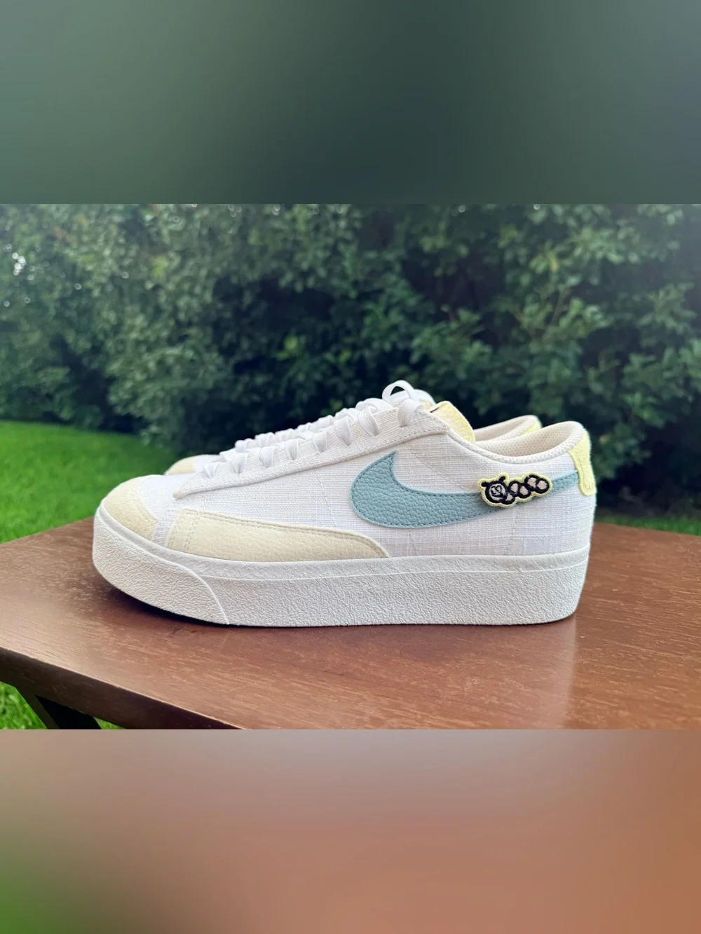 NIKE Blazer Low Platform Next Nature Air Sprung DJ6376100 white Yellow Women 9.5 - Picture 3 of 11
